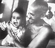 Gandhi with child